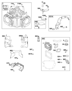 Cylinder Group Diagram and Parts List for 40N877-0042-B5  Briggs and Stratton Engine